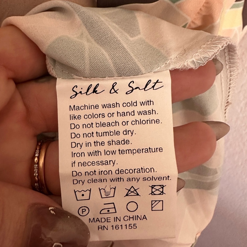 Silk & Salt Long Sleeve Geometric Print Maxi Dress Kaftan - Size Large NWT - Picture 6 of 7